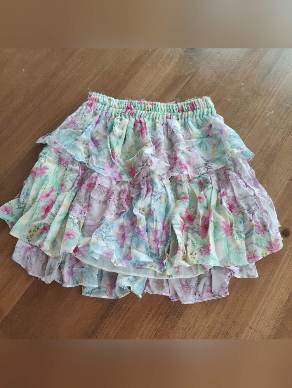 LoveShackFancy Floral Ruffle Mini Skirt